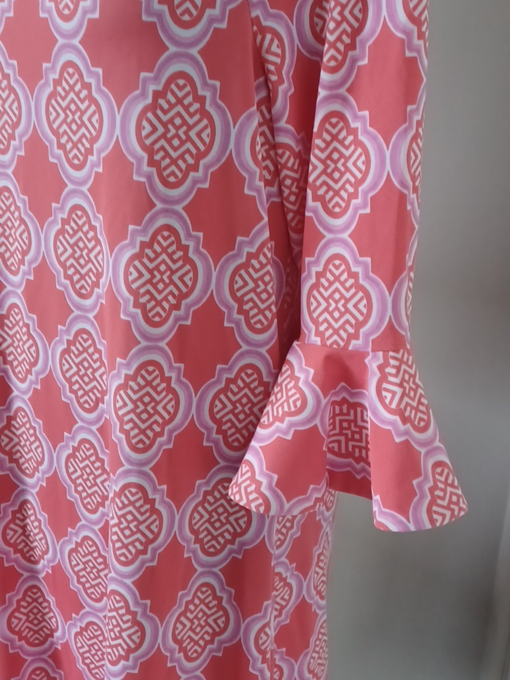 NWT Cabana Life Coral Geo Coverluxe Smocked Off the Shoulder Tassel Dress - Picture 8 of 13